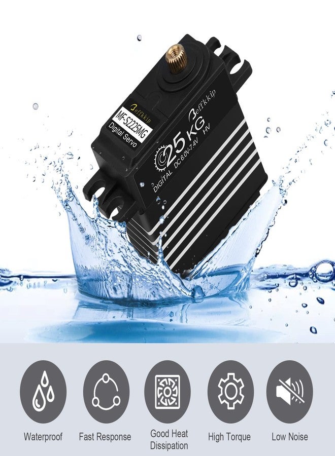 Beffkkip محركان سيرفو رقميان عاليان العزم بقوة 25 كجم، مزودان بتروس معدنية كاملة ومقاومة للماء، مع ذراع سيرفو 25T، مناسبان لسيارات التحكم عن بعد والروبوتات الزاحفة، بزاوية تحكم 180 درجة. - Image 4